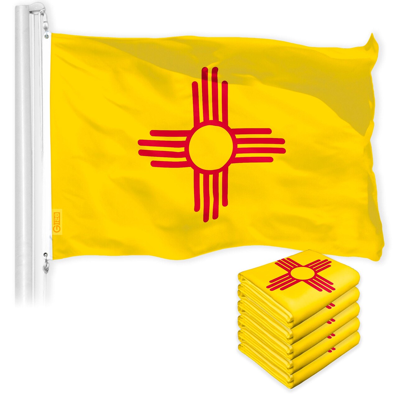 New Mexico NM State Flag 3x5 Ft 5-Pack 150D Printed Polyester By G128